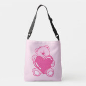 Shine Today Pink Tote Bag with Cute Teddy Heart クロスボディバッグ (裏面)