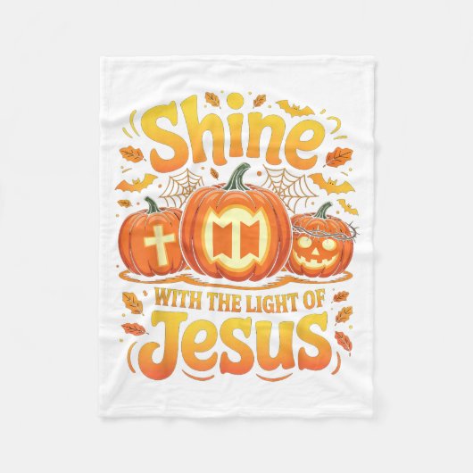 Shine With The Light Of Jesus Christian Halloween フリースブランケット (正面)