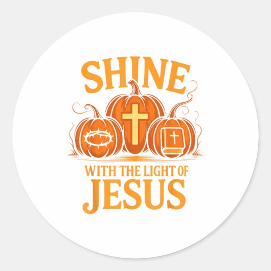 Shine With The Light Of Jesus Christian Halloween ラウンドシール (正面)