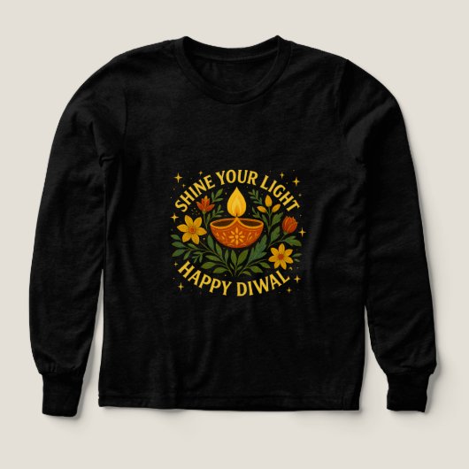 Shine Your Light Happy Diwali Long Sleeve Shirt (デザイン正面)