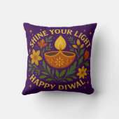 Shine Your Light – Happy Diwali Throw Pillow クッション (裏面)