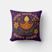 Shine Your Light – Happy Diwali Throw Pillow クッション (正面)