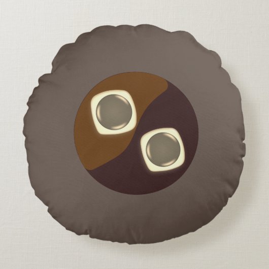 Shineyツインボタンパターン円枕 ラウンドクッション (正面)