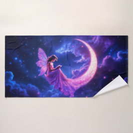 Shining pink fairy wings luminous stars art バスタオル