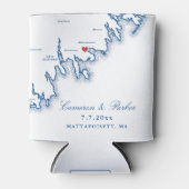 Shining Tides Wedding Favor Mattapoisett Map 缶クーラー (正面)