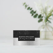 Shinnyドットパターンブラック | 銀自然模様 名刺 (スタンド正面)