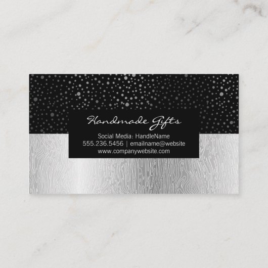 Shinnyドットパターンブラック | 銀自然模様 名刺 (裏面)