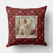 Shiny Angelic Red Gold Christmas Pillow Gift クッション (裏面)