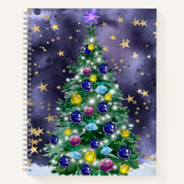 Shiny Christmas tree with bright colored baubles ノートブック