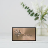 Shiny Copper Floral Event Planner Business Card 名刺 (スタンド正面)