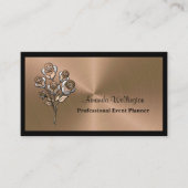 Shiny Copper Floral Event Planner Business Card 名刺 (正面)
