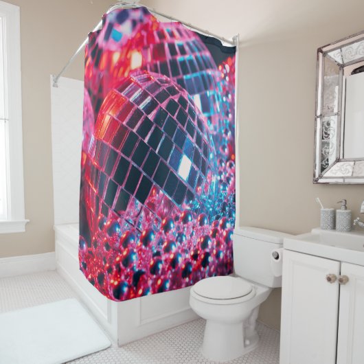 Shiny disco party background with mirror balls ref シャワーカーテン (インサイチュ)