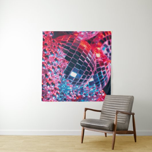 Shiny disco party background with mirror balls ref タペストリー (インサイチュ(横))