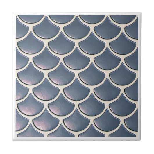 Shiny Fish Scale Pattern Navy Blue ID1199 タイル (正面)