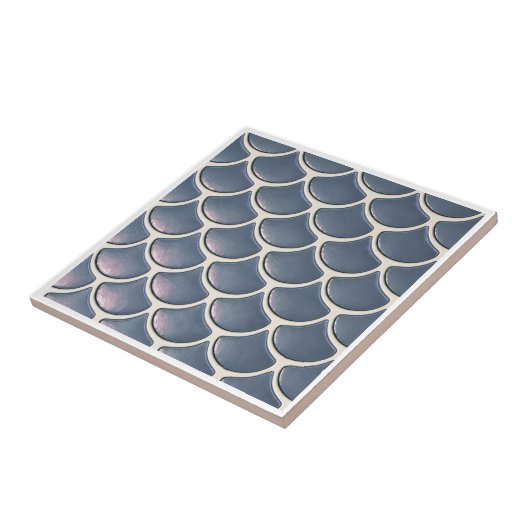 Shiny Fish Scale Pattern Navy Blue ID1199 タイル (側面)