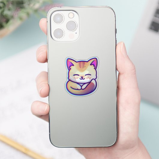 shiny fluffy cat sticker シール (スマートフォン)