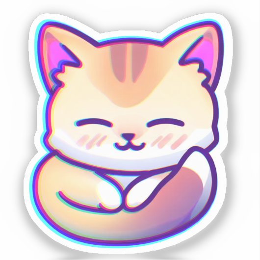 shiny fluffy cat sticker シール (正面)