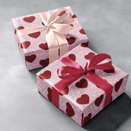 Shiny Glitter Heart Valentine Pattern Gift Wrap ラッピングペーパー