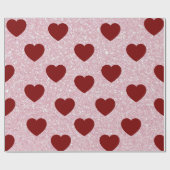 Shiny Glitter Heart Valentine Pattern Gift Wrap ラッピングペーパー (フラット)