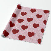 Shiny Glitter Heart Valentine Pattern Gift Wrap ラッピングペーパー (アンロールド)