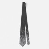 Shiny Glitter Ombre Fading Gray Silver ネクタイ (正面)