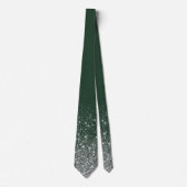 Shiny Glitter Ombre Fading Green Silver ネクタイ (正面)