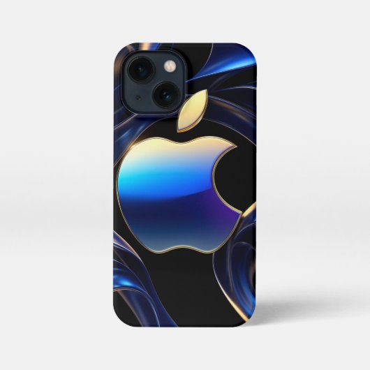Shiny Gold Apple With Liquid Metallic Ribbons iPhoneケース (裏面)