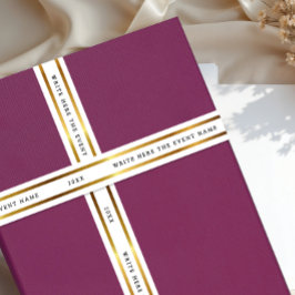 Shiny Metallic Gold White Shimmer With Black Typo サテンリボン