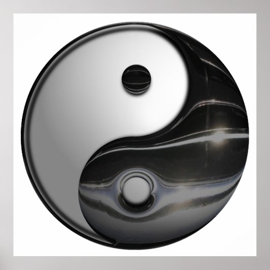 Shiny Metallic Yin and Yang Symbol ポスター (正面)