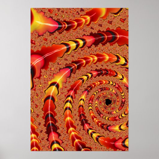 Shiny Orange and Yellow Spiral Arms Fractal Art ポスター (正面)