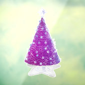 Shiny Pink Silver Christmas Tree Star Shape Rug ウィンドウサイン (シート3)