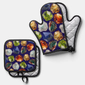 Shiny Polished Minerals Pattern 鍋つかみ&鍋敷きセット (正面/裏面)