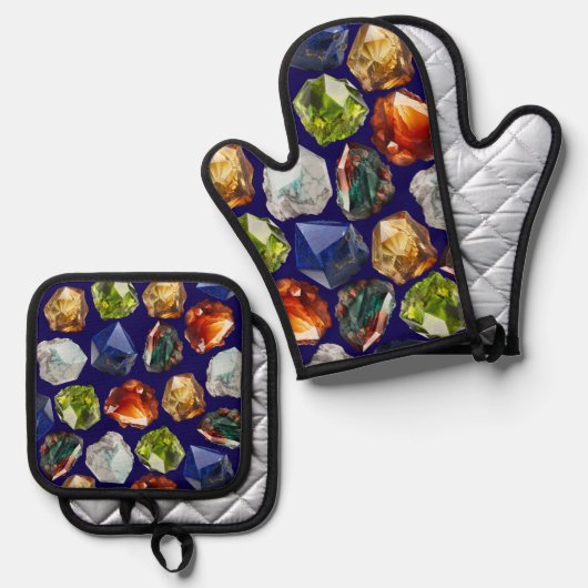 Shiny Polished Minerals Pattern 鍋つかみ&鍋敷きセット (正面/裏面)