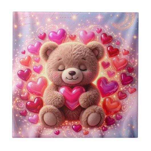 Shiny Teddy Love Tile 💖Ceramic Tile タイル (正面)