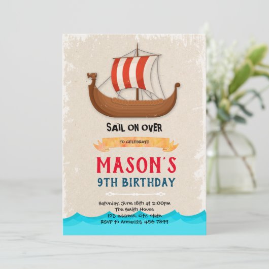 Ship boat birthday invitation 招待状 (スタンド正面)