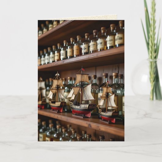 Ship, Boats, Bottles of Booze Birthday カード (正面)