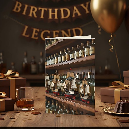 Ship, Boats, Bottles of Booze Birthday カード