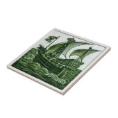 Ship By William * De Morgan Green Eggshell | タイル (側面)