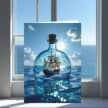 Ship in a Bottle Floating in the Ocean | Birthday