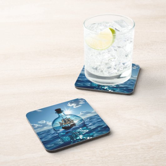 Ship in a Bottle Floating on the Ocean  コースター (右側)