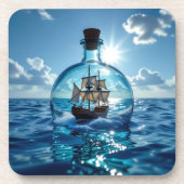 Ship in a Bottle Floating on the Ocean  コースター (正面)