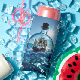 Ship in a Bottle Floating on the Ocean  スリム缶クーラー