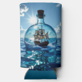 Ship in a Bottle Floating on the Ocean  スリム缶クーラー (裏面)