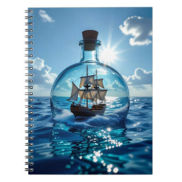 Ship in a Bottle Floating on the Ocean  ノートブック