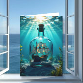Ship in a Bottle in the Ocean | Nephew's Birthday カード
