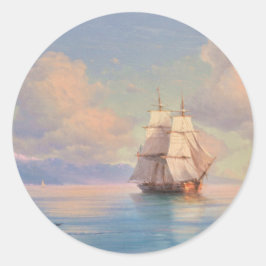 Ship off the coast - Ivan Aivazovsky ラウンドシール