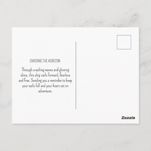 Ship Sailing Ocean Waves Sunset Nautical Sea ポストカード (裏面)