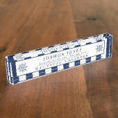 Ship Wheel Custom航海のでストライプな大尉 デスクネームプレート (側面)