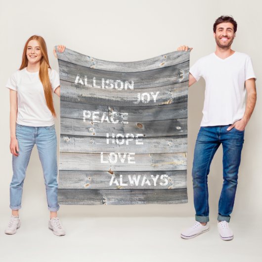 Shiplapの素朴な木製の板のモノグラムのな一流の引用文 フリースブランケット (インサイチュ)