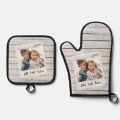 Shiplap素朴付きフォトフレームの背景プリント 鍋つかみ&鍋敷きセット (正面)